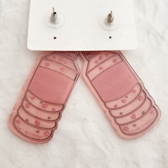 Pink Pop Art Dangle Earrings - Picture 2 of 3